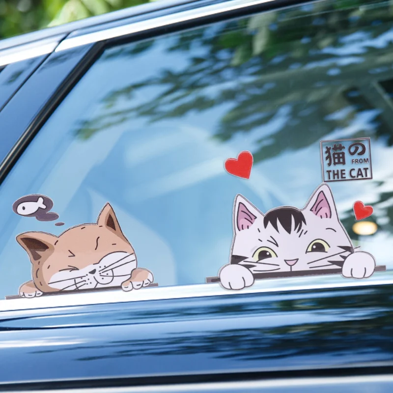 

Universal Car Stickers 4 Cats Lying on The Window Decals for Cars Motorcycle Reflective Scratch Decals Car Accessories