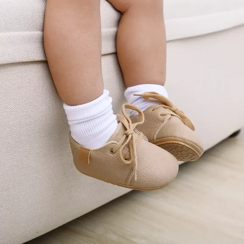 Baby Shoes Retro Leather Boy Girl Shoes Multicolor Toddler Rubber Sole Anti-slip First Walkers Infant Newborn Moccasins