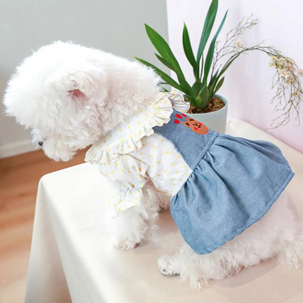 

Модная юбка для питомца, яркий цвет, стильный орнамент для питомца, имитация двух платьев, одежда для собаки, декоративная