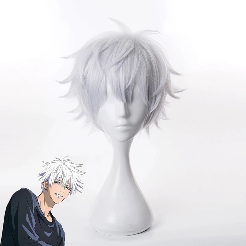 

Jujutsu Kaisen Gojo Satoru Short Wig Cosplay Costume Heat Resistant Synthetic Hair Carnival Party Wigs