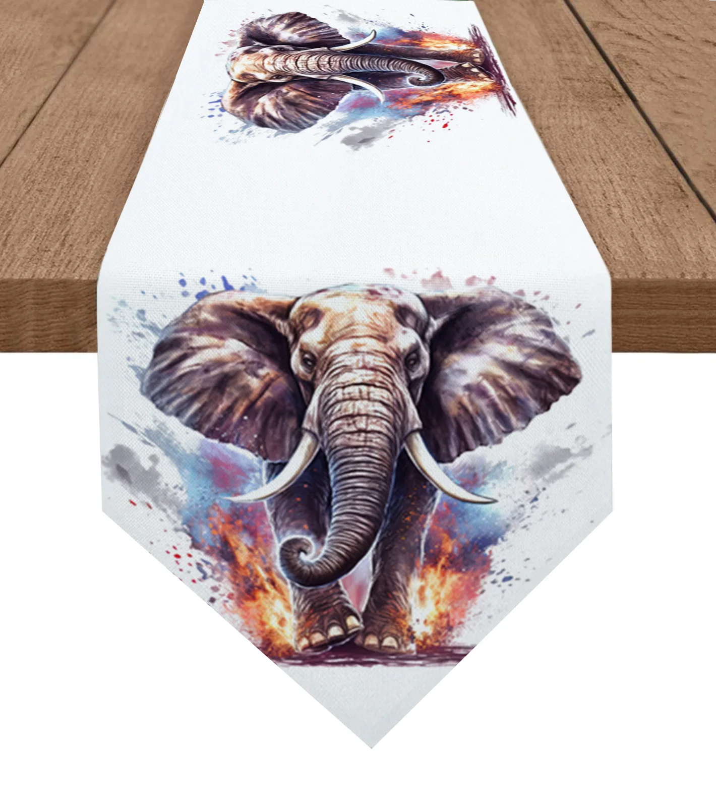 

Elephant Animal Watercolor Table Runner Wedding Decor Tablecloth Holiday Party Home Dining Table Decoration