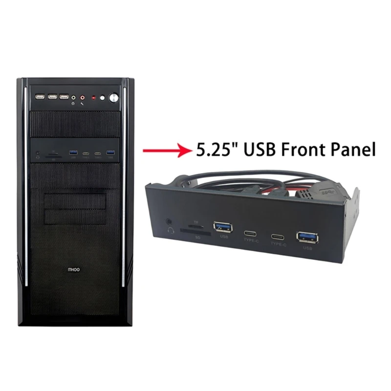 Фото 5,25 дюйма USB3.2 Gen1 Передняя панель с слотами карт памяти и двойным портом USB3.0 896c №5