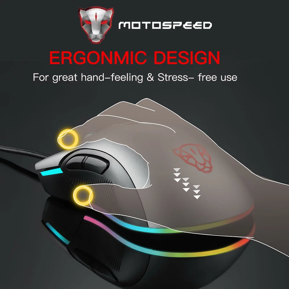 Оптическая светодиодная подсветка Motospeed V70 6400DPI 7 кнопок |