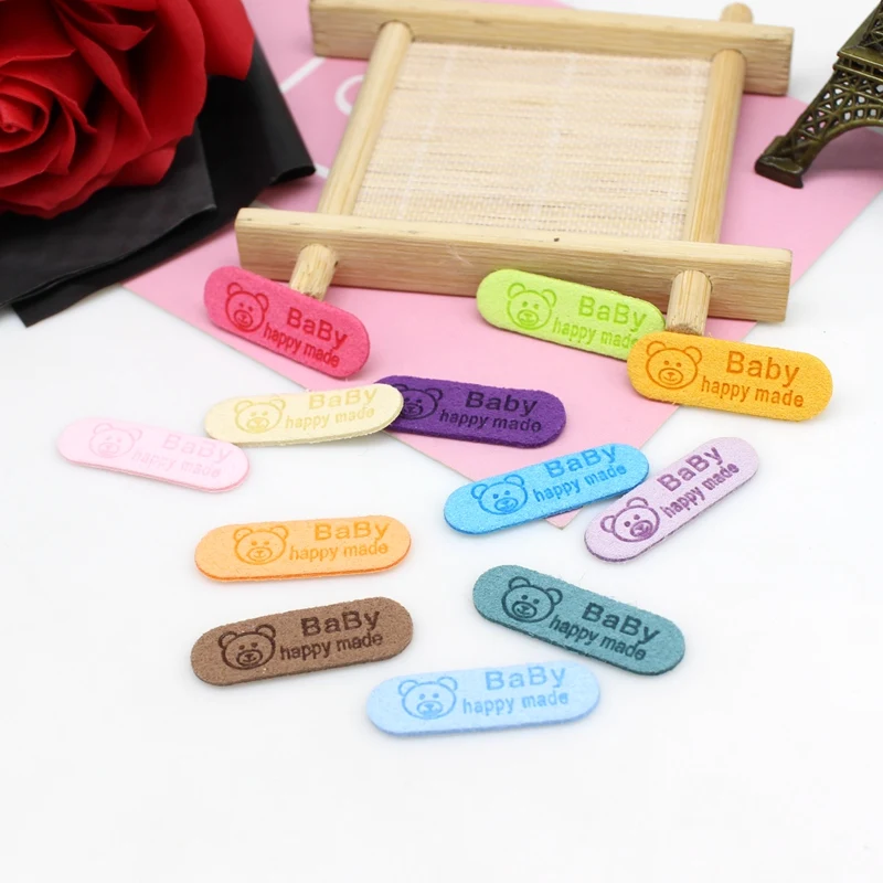

40pcs/lot Mixed color imitation leather Labels For DIY Sewing Accessories Garment handmade label Bags Clothing Tags