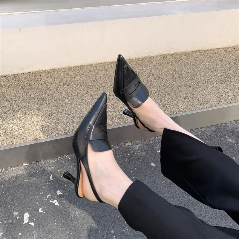 

Женские Модные босоножки на высоком каблуке, женские сандалии с закрытым носком, туфли на шпильке с острым носком, простые туфли на высоком каблуке, 2023