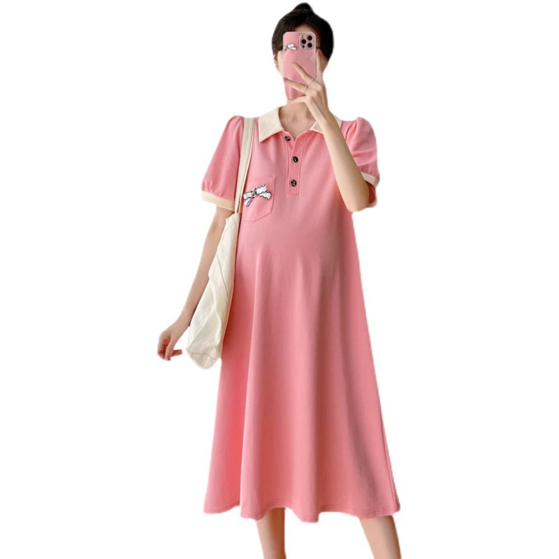

Maternity Wear 2022 Summer New Short Sleeve Dress white