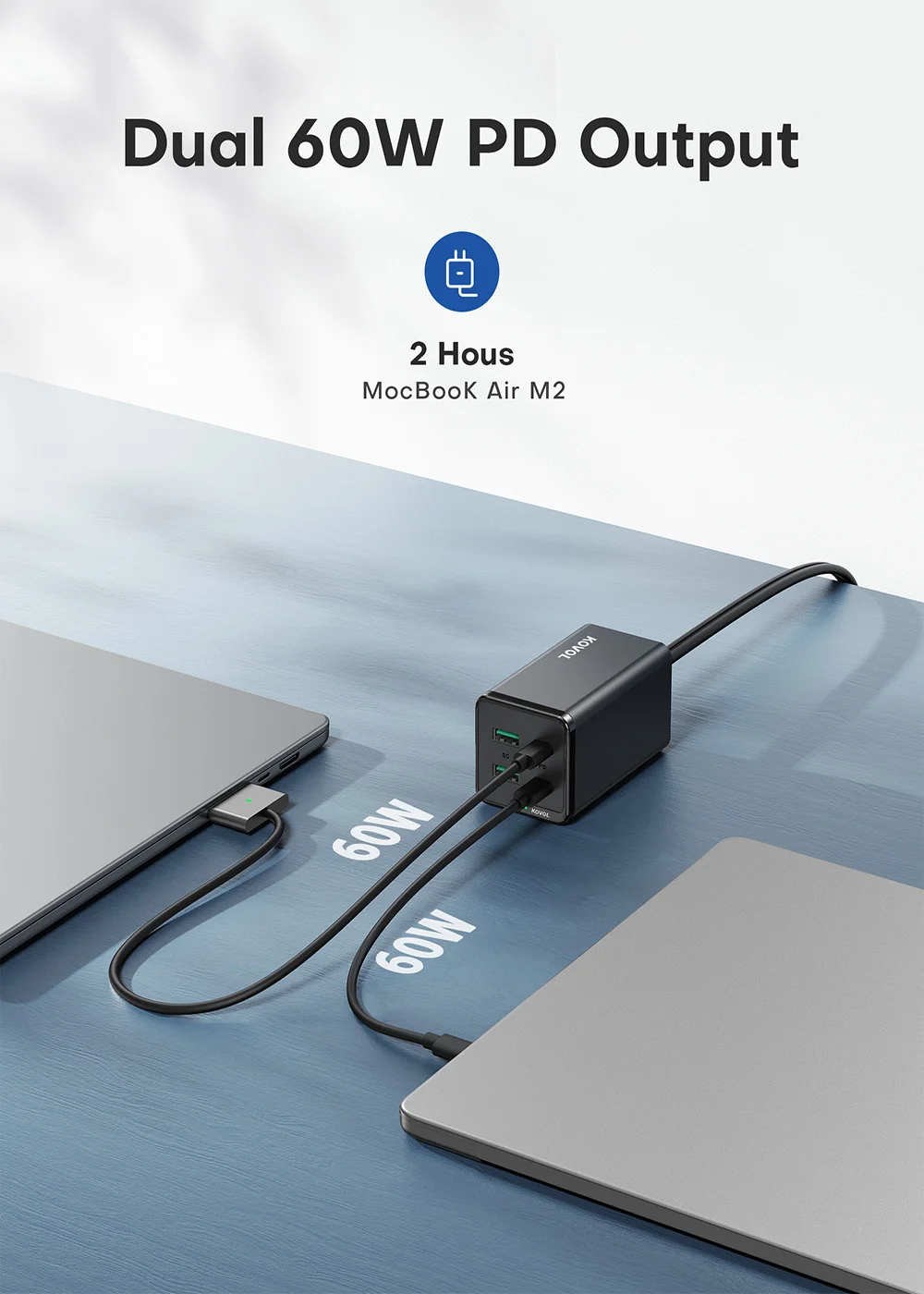 KOVOL 120W Charger GaN 100W PPS PD QC 3.0 Desktop Laptop Fast Charge For iPhone 13 12 Pro Max Samsung Xiaomi Phone Charger