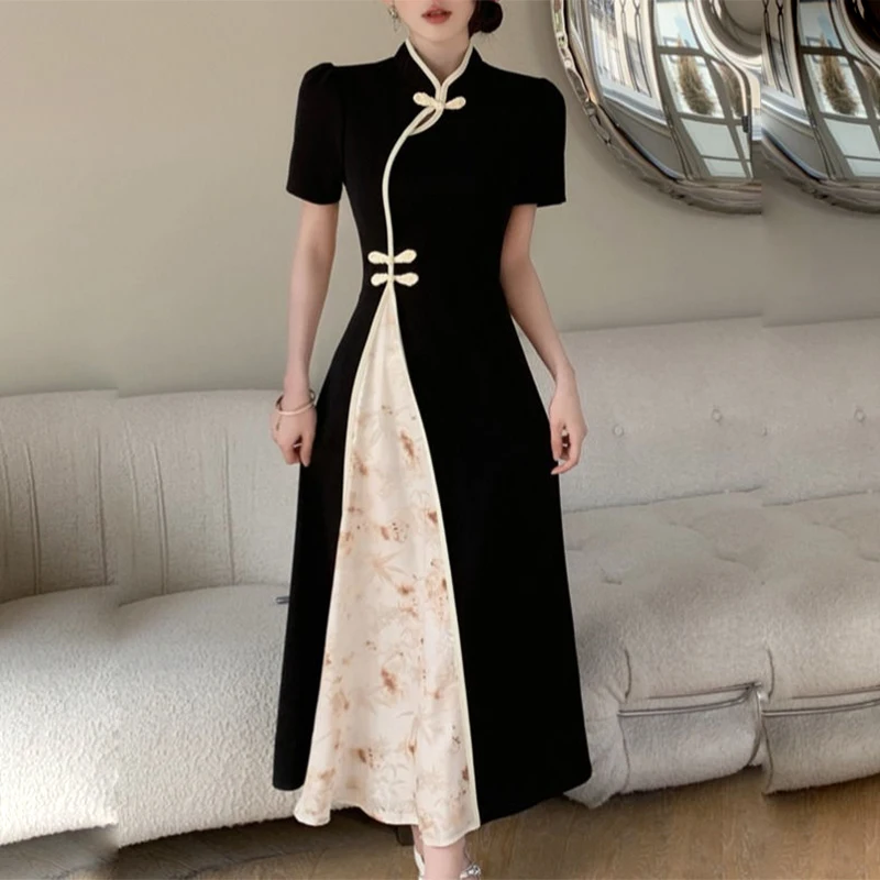 Женское длинное платье в китайском стиле элегантное облегающее Чонсам с