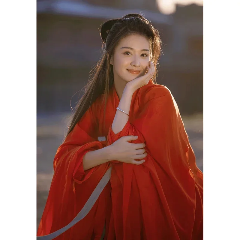 Китайский традиционный танцевальный женский костюм для косплея летнее красное