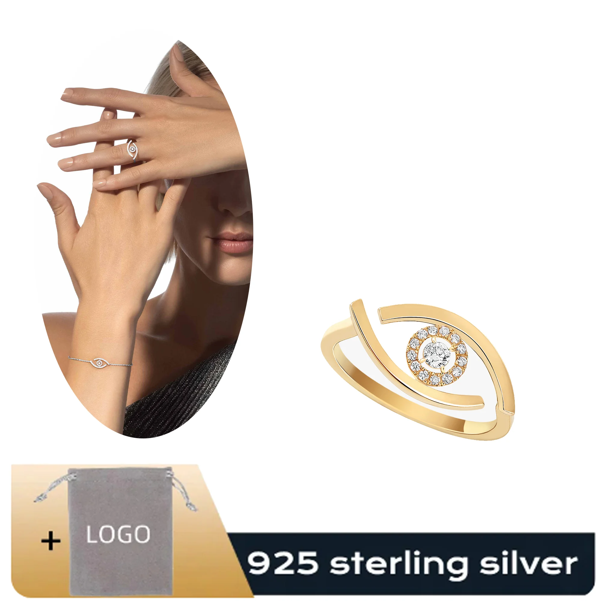 Улучшенная искусственная кожа Роскошная кожа-чистый Серебро s925 элегантная