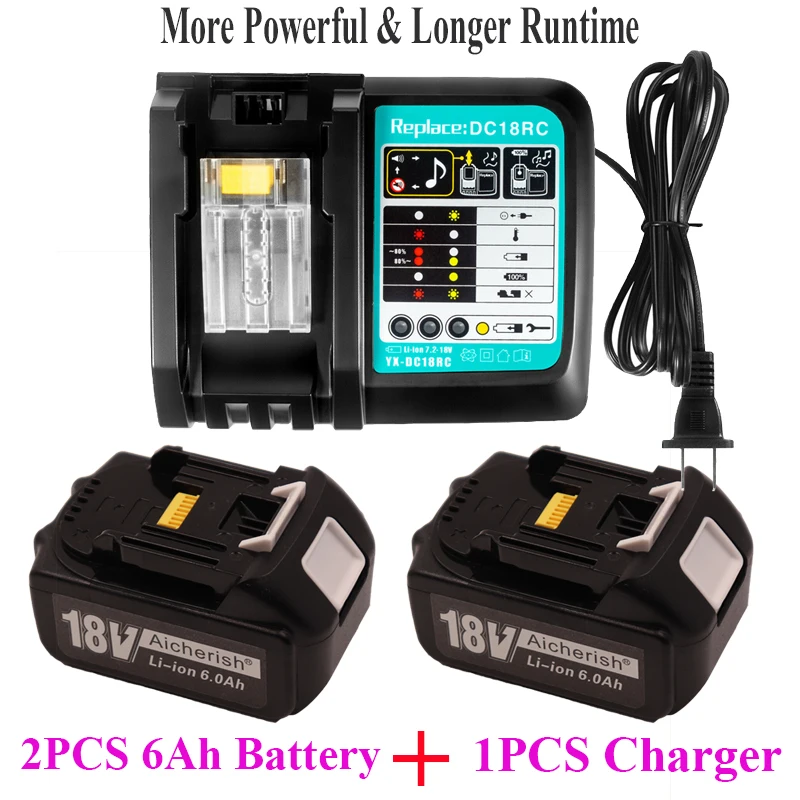 

Аккумулятор Makita 18 в для BL1840 BL1850 BL1830 BL1860B LXT400 DC18RC DC18SF 18650, перезаряжаемый литий-ионный аккумулятор es 18V6000Ah