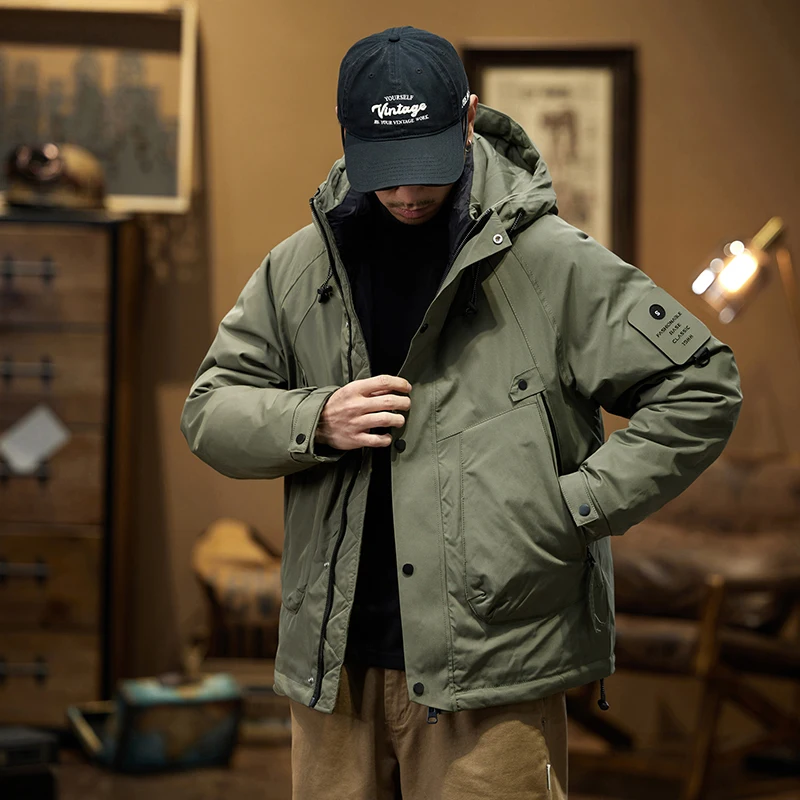 Зимняя уличная ветрозащитная куртка-карго с капюшоном мужская куртка для