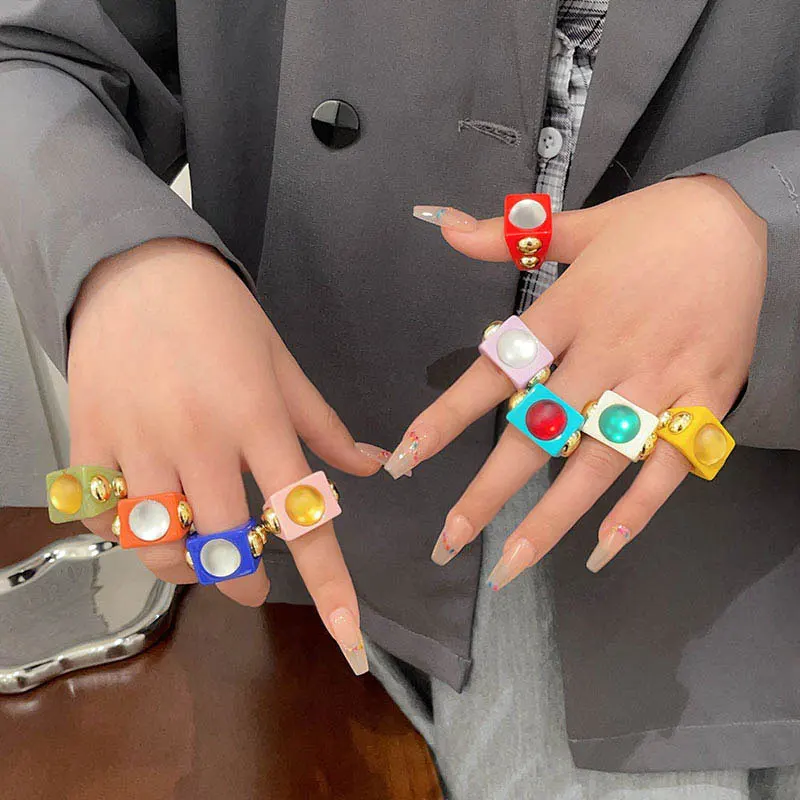 GuanLong модные преувеличенные квадратные кольца для женщин в стиле панк хип-хоп Kpop