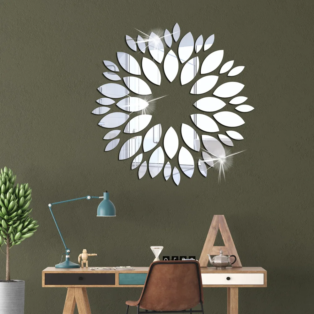 

3D Petal Acrylic Wall Stickers Mirror Sticker Wallpaper Bedroom Living Room Decor Home Decoration Accessories