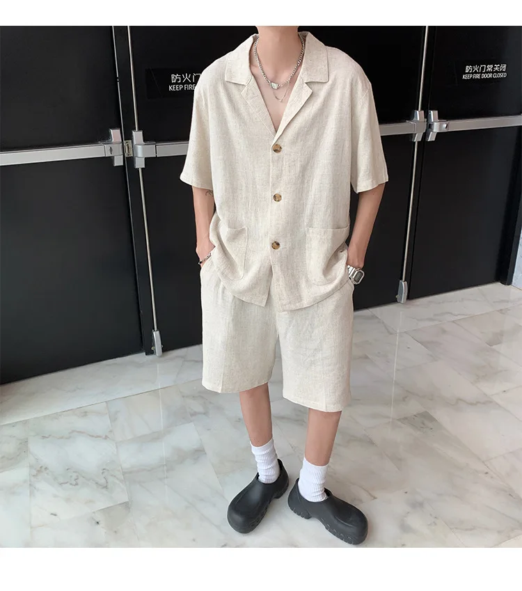 

New Men Summer Suits Women Well Fitting Short 2 Pieces Sets Stylish Male Solid All-match Mid-sleeve Suit Man's Fashion Clothing