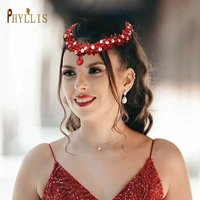 a461 luxury bridal forehead headband wedding headpiece party tiara red water drop rhinestone hair ornaments woman headdress
