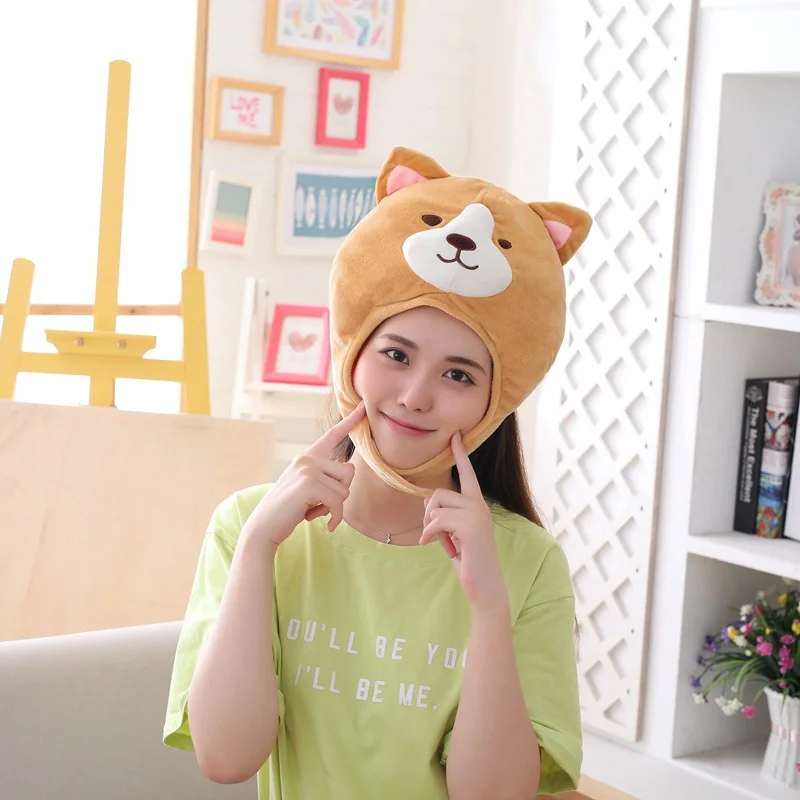 

Japanese Cartoon Plush Shiba Inu Shooting Props Adjustable Hat Girl Cute Selling Funny Corgi Dog Whole Person Dog Headgear Hat