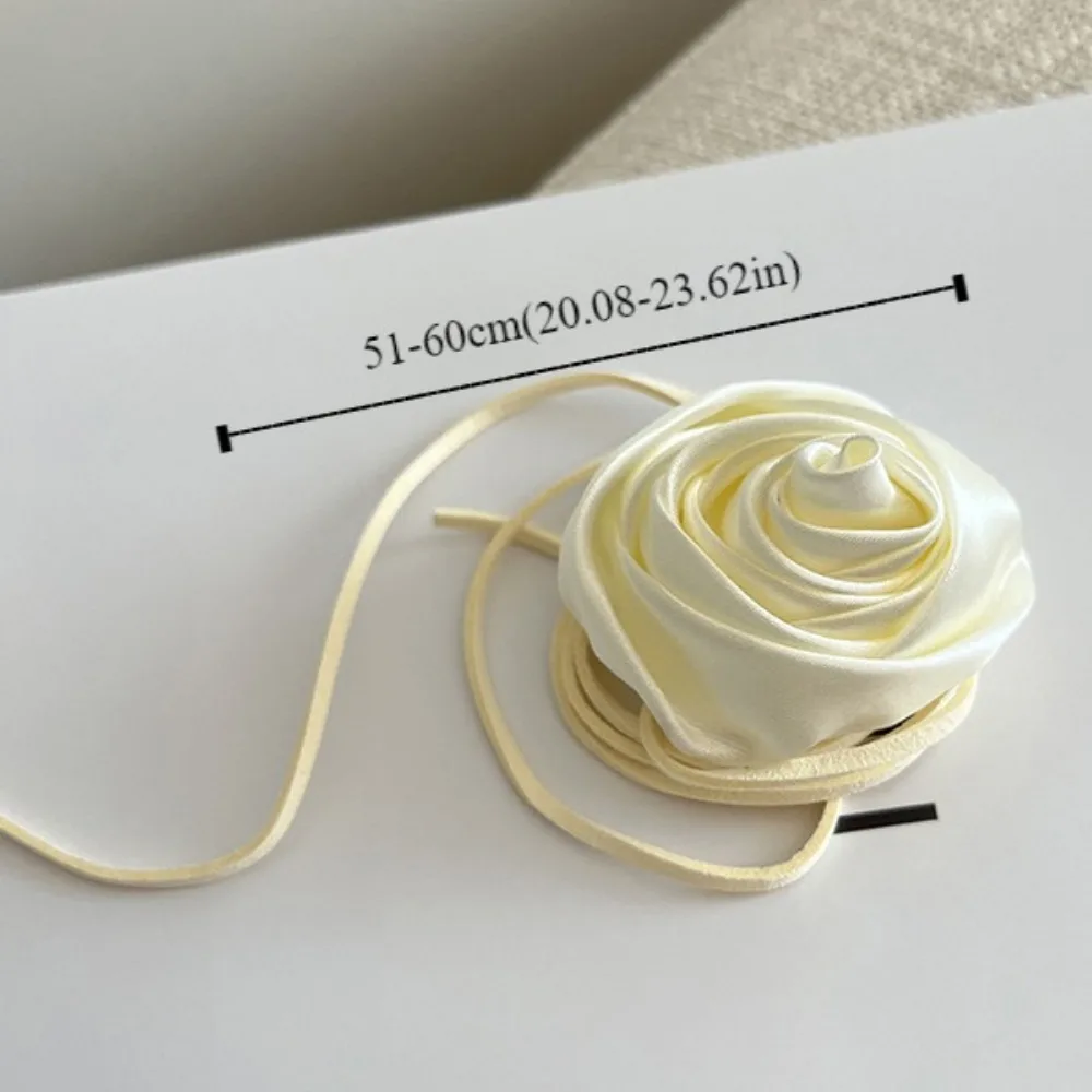 Атласное колье с цветком розы романтическая регулируемая цепочка на ключицу