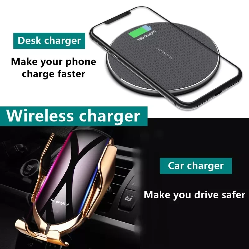 

Fast Wireless Charger Pad for Iphone Qi Wireless Charging Stand for Android Phone Car Wireless Charger Auto