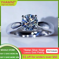 allergy free jewelry simple rings for women luxury 18k white gold color real tibetan silver rings 2 0ct engagement wedding bands