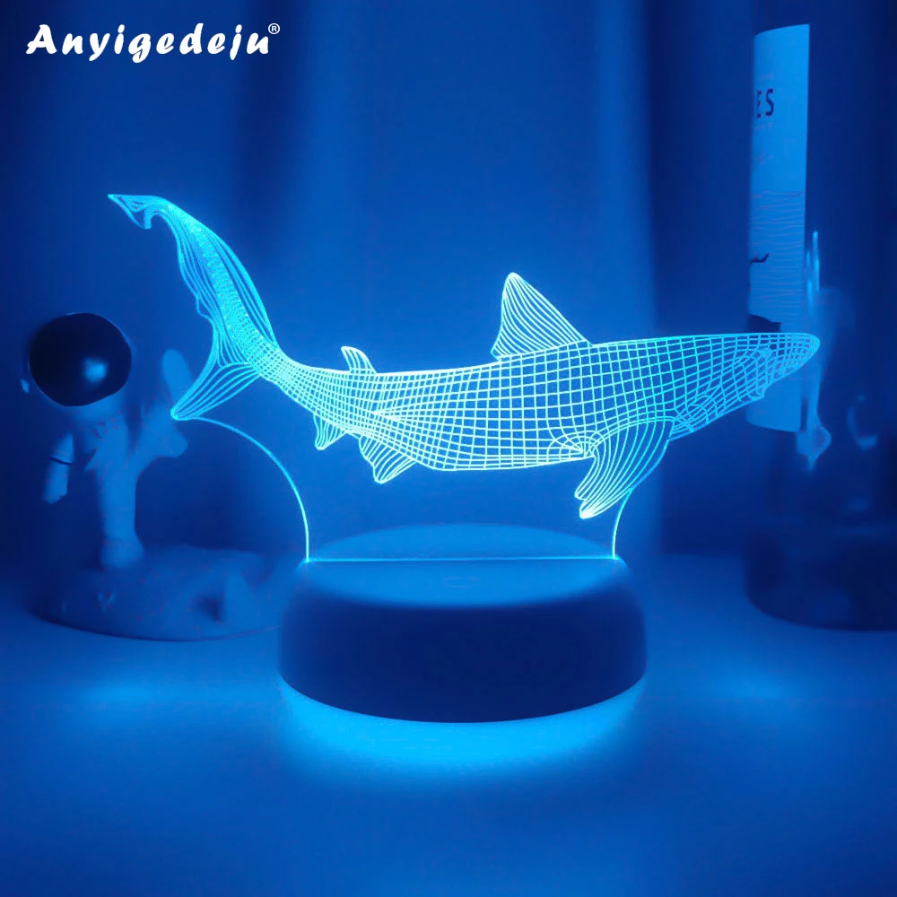 

New Animal 3d Illusion Lamp Shark Acrylic Baby Night Light for Work Room Decor Kids Child Bedroom Nightlight Cool Birthday Gifts