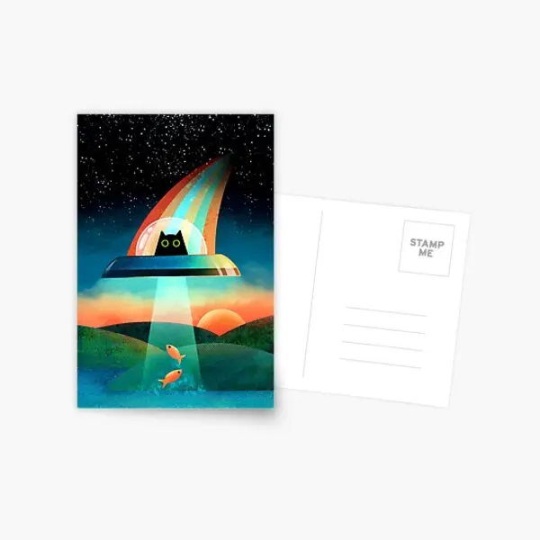 

Открытка с изображением инопланетянина Purrfect, простые поздравительные открытки для мальчиков, изображение жизни, модная открытка для помещ...