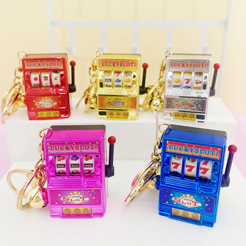 

1pc Lucky Jackpot Mini Fruit Slot Machine Fun Birthday Keychain Educational Toy