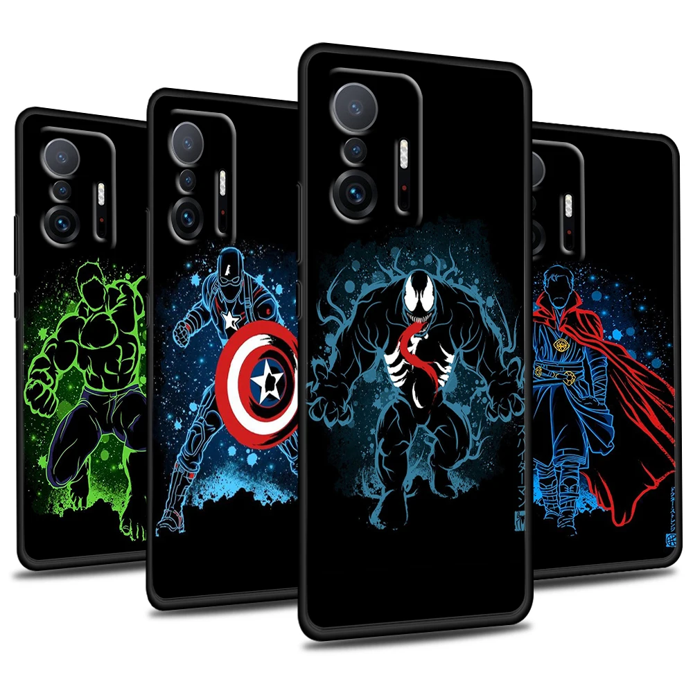 

Marvel Avengers Superhero For Xiaomi Mi 11 10 Ultra 11T 10T Note10 Pro Lite 11i 10i 10S 5G Soft TPU Black Phone Case Cover