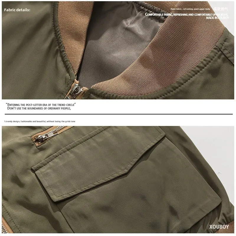 YPRS Men's Wear Japanese Vintage Outdoor Climbing Jacket Loose Fit Oversize Solid Color Multi-Pocket Casual Scene