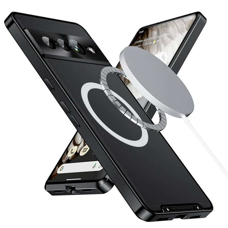 

Новинка Магнитная Беспроводная зарядка для Google Pixel 7 Pro металлический бампер алюминиевый протектор объектива камеры Прозрачный чехол для те...