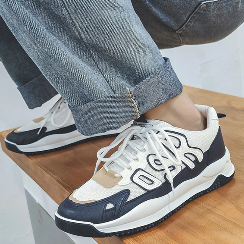 

Men Mesh Fabric Sneakers Men Design Letter Printed Shoes Men Comfortable Trainers Fashion Colorblock Forrest Gump Shoes