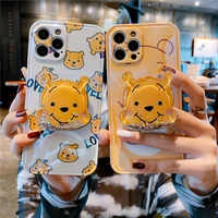 disney winnie the pooh with quicksand stand phone cases for iphone 12 11 pro max xr xs max 8 x 7 se 2020 back cover