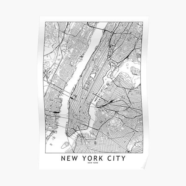

Плакат с изображением белой карты Нью-Йорка, настенное украшение, печать, винтажный современный декор, картина для дома, комнаты, смешная картина без рамки