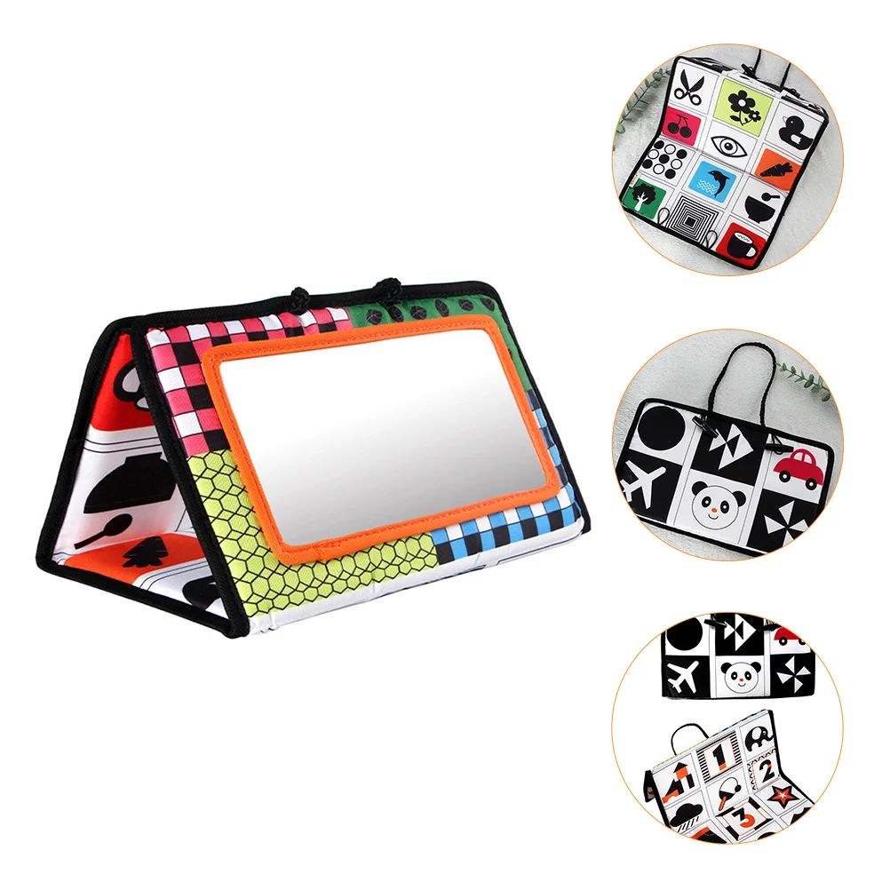 

Fun Mirror Pendant Black White Baby Toy Crinkle Book Visual Stimulation Infant Activity Newborn Tummy Time Car Toys