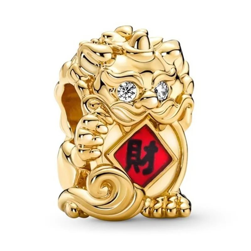 

Authentic 925 Sterling Silver Moments Chinese Gold Fortune Pixiu Charm Bead Fit Pandora Bracelet & Necklace Jewelry