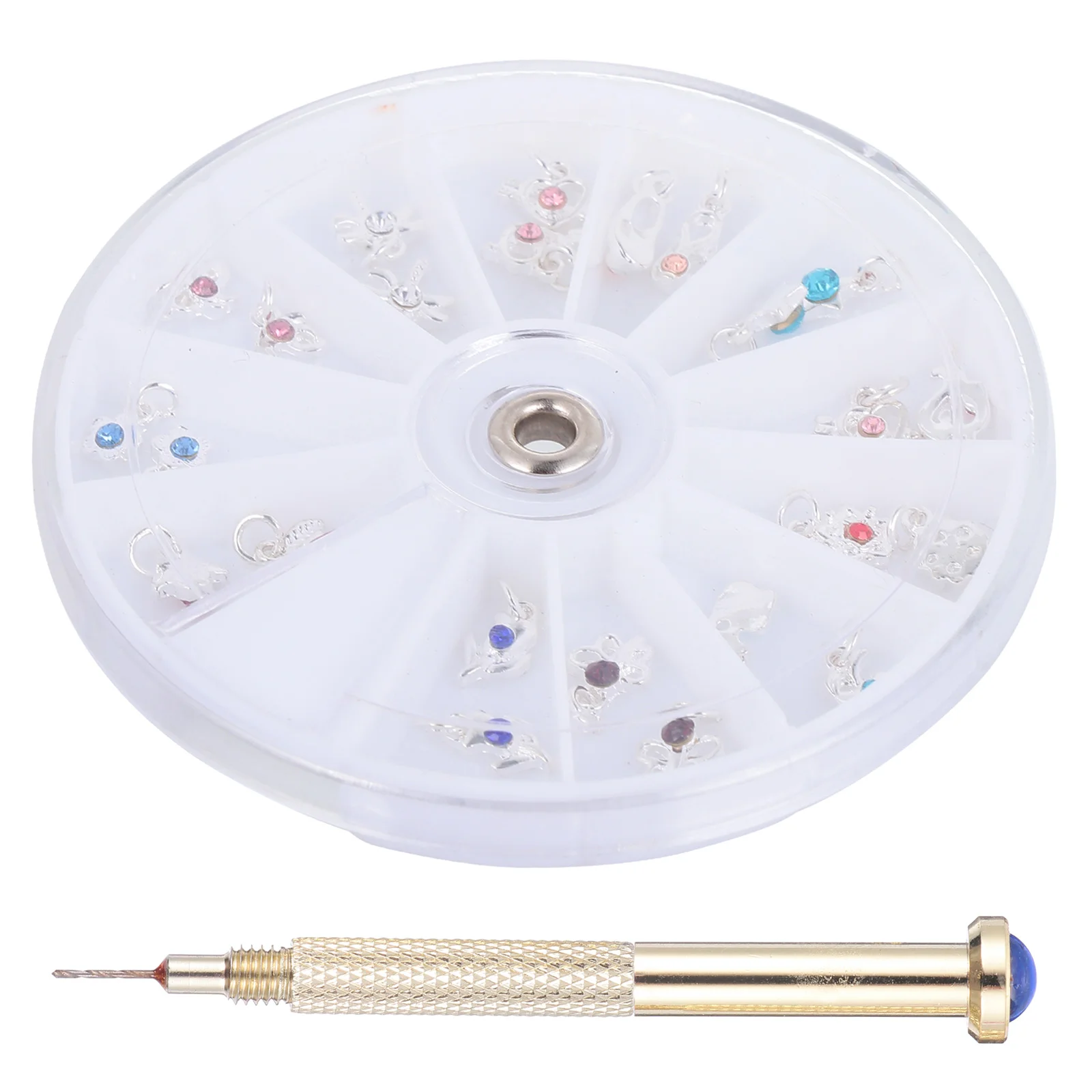 

24 Pcs Nail Pendants Crystal Dangle Charms Nail Jewels Nail Dangle Pendant Garnish Tools Nail Hand Drill Nail Drill