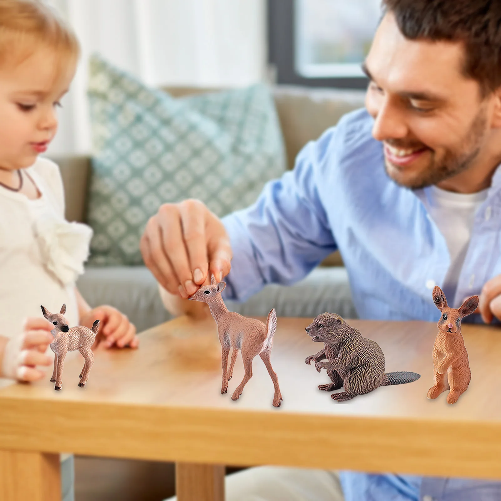 

Woodland Animals Figures Small Sized Wilderness Animals Figurines Toys Cupcake Topper Miniature Animal Playset Learning Toys For