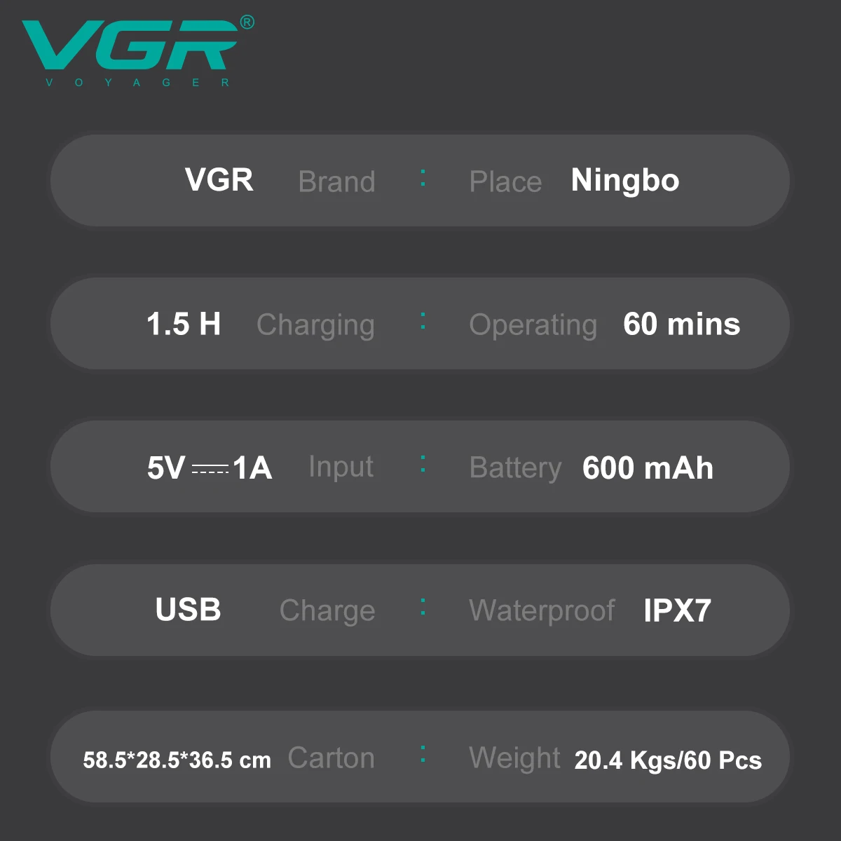 VGR электробритва IPX7 водонепроницаемый профессиональный электрический