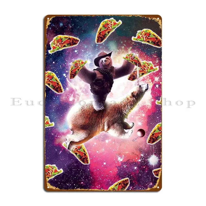 

Ковбойский Ленивец На Полярном медведе, металлический налет, ретро кухня, Настенный декор, настенная роспись, жестяной знак, плакат