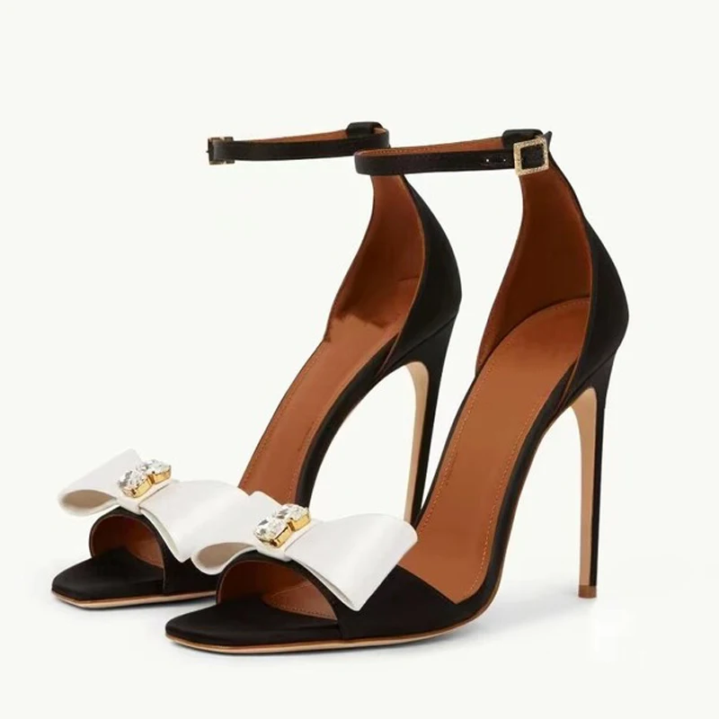 Босоножки женские летние на тонком высоком каблуке с квадратным носком