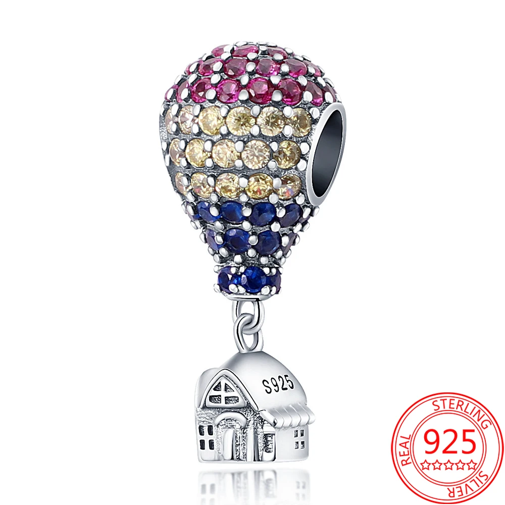 Лидер продаж шармы-подвески из серебра 925 пробы в виде фламинго с воздушным шаром