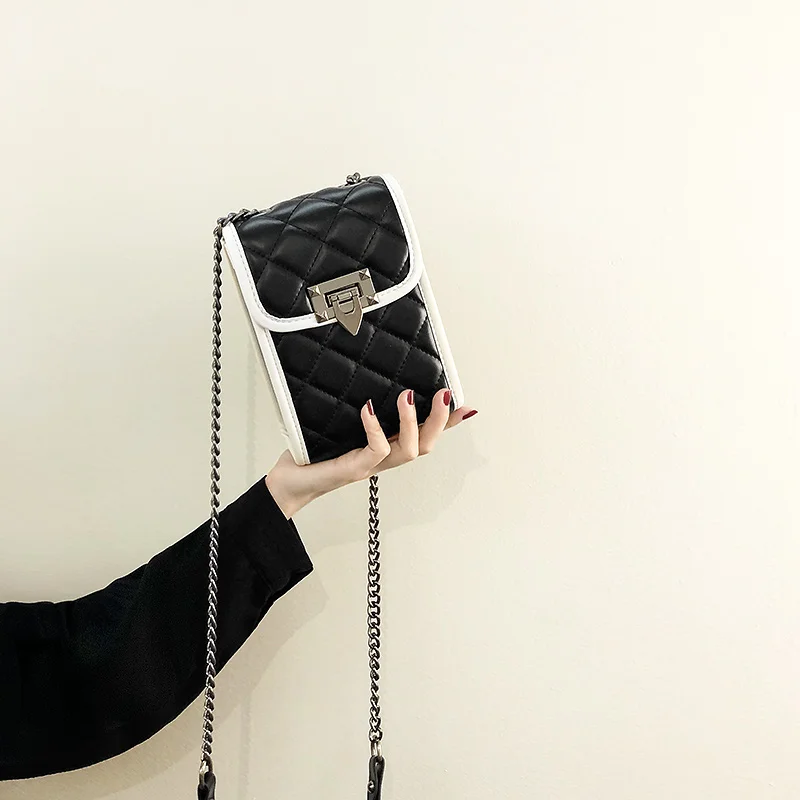 

2 New Fashion Rhombus Chain Shoulder Messenger Bag Mobile Phone Bag