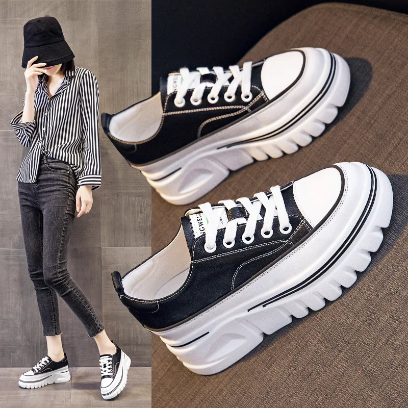 Белые кроссовки из натуральной кожи женские на толстой подошве женская