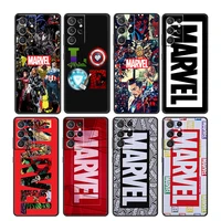 marvel avengers logo for samsung galaxy s22 s21 s20 ultra plus pro s10 s9 s8 s7 4g 5g soft tpu black phone case cover capa coque