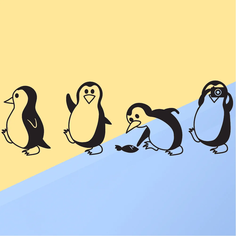 

57X185CM Creative Fridge Door Sticker Removable Little Penguin Wall Decals Free Combination Wall Decal for Kitchen Dining Hall