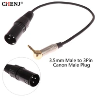 30cm xlr 3 pin male to 90 degree elbow 3 5mm stereo plug audio cord adapter microphone mic cable trs cable jack 3 5 male to male
