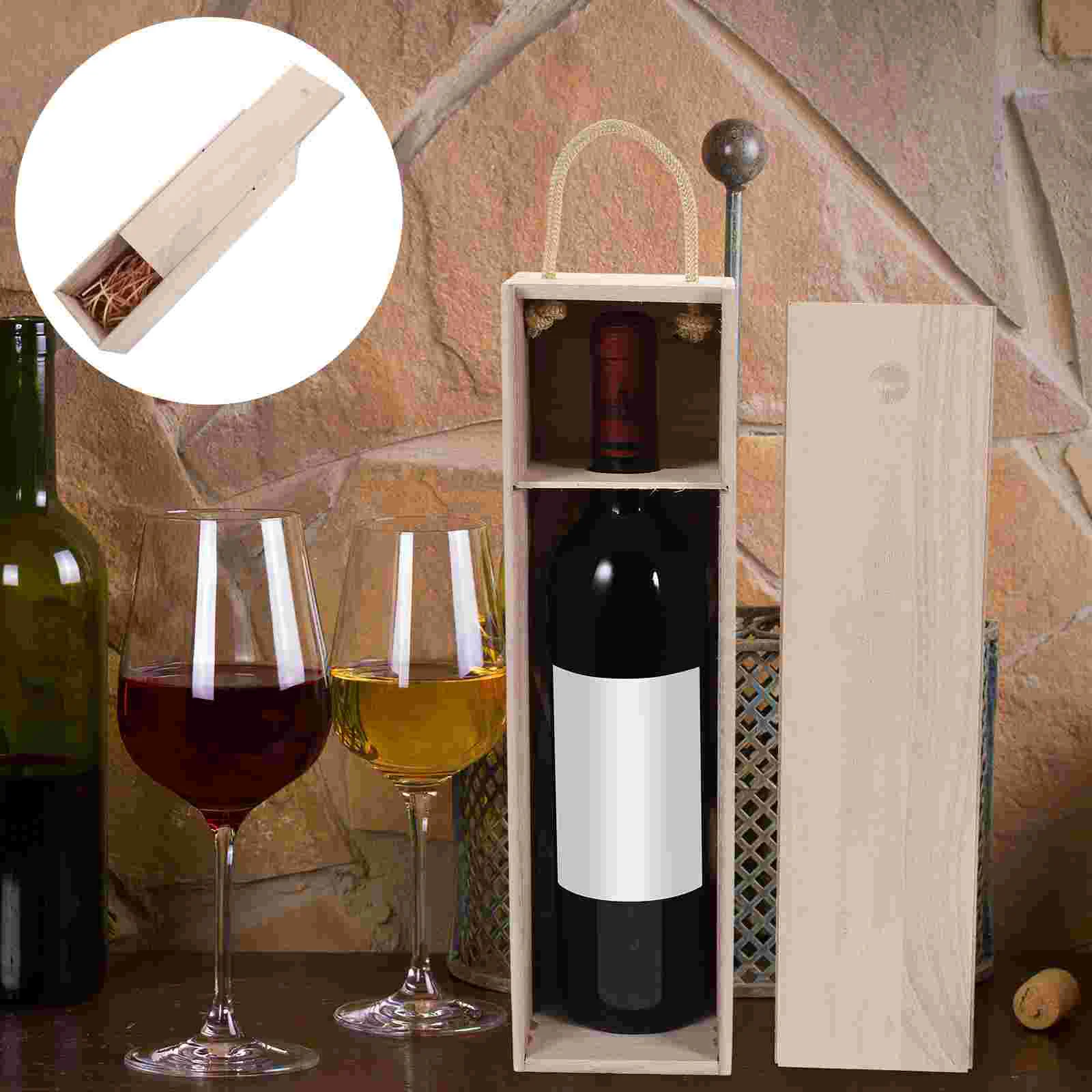 

Wooden Box Wood Boxesgiftslid Container Carrier Unfinished Handle Drop Decorative