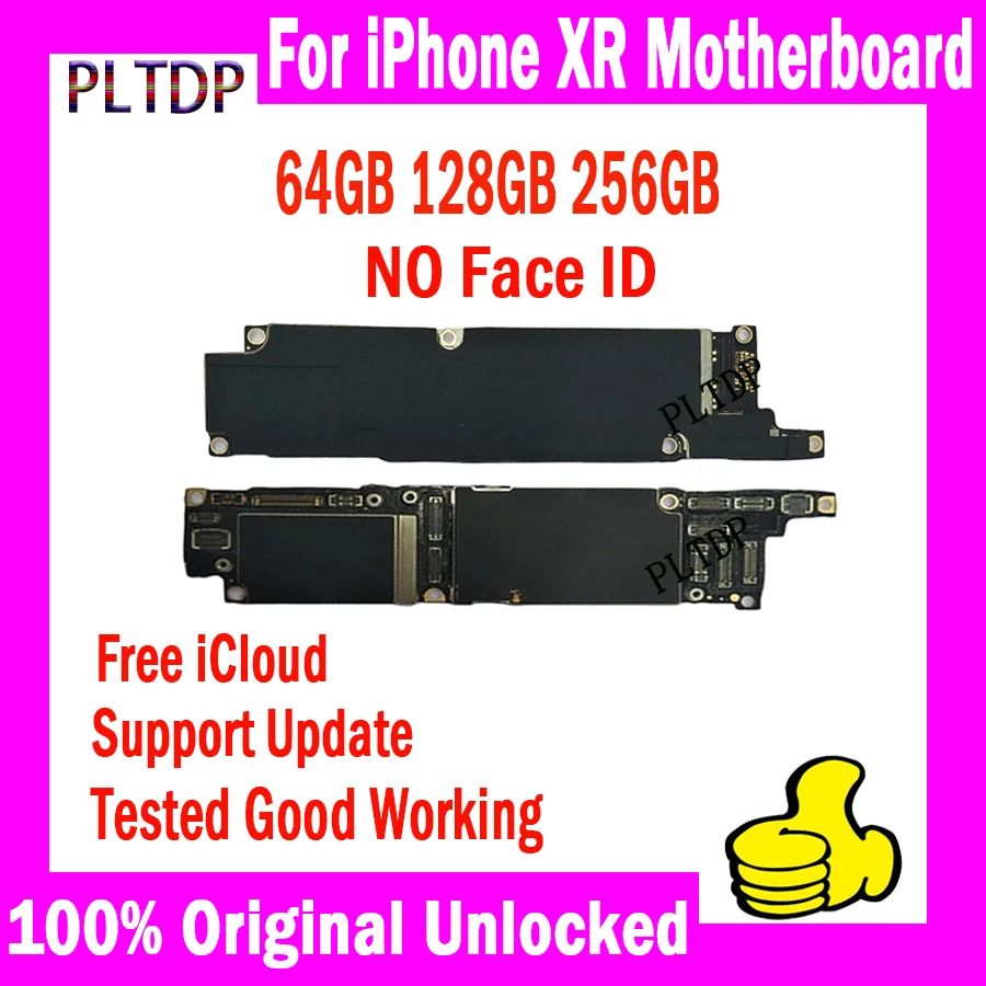 

For iPhone XR Motherboard 64GB 128GB 256GB Origina Unlocked Free iCloud Logic board With NO Face ID full Chips Tested Mainboard