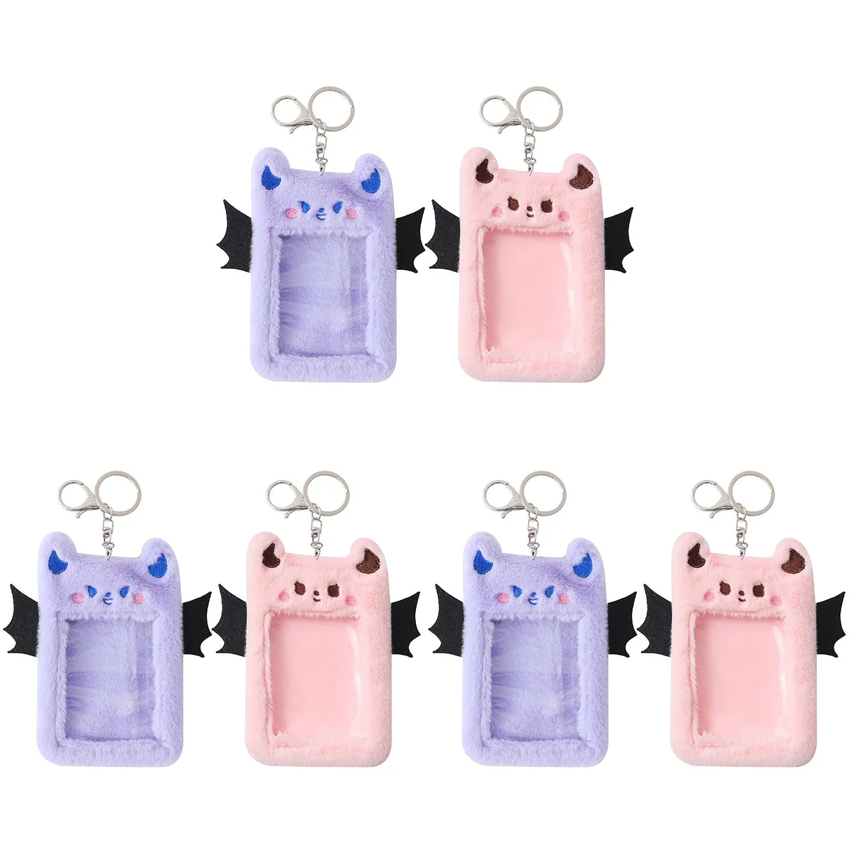 

6 Pcs Visible Card Holder Plush Postcards Holder Bus Card Holder Card Holder Keychain Card Sleeve