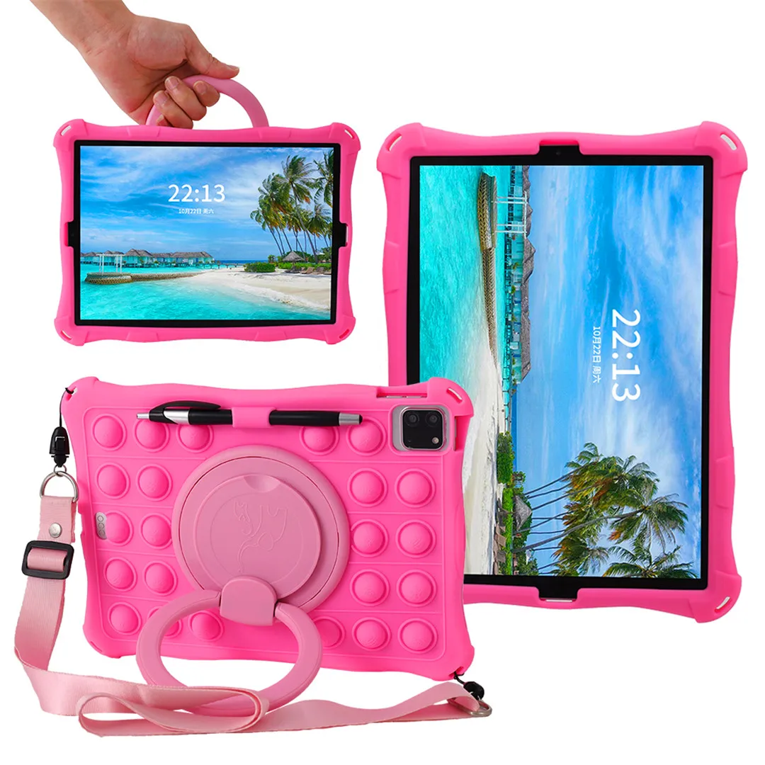 

Case For iPad 10th Generation 2022 Soft Bubble Silicone Kids Cover For iPad 10 2022 Tablet 10.9 Inch Stand Case Shoulder Strap